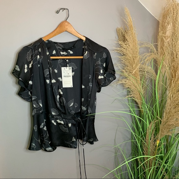 Zara Tops Brand New Wt Zara Woman Floral Wrap Top Poshmark